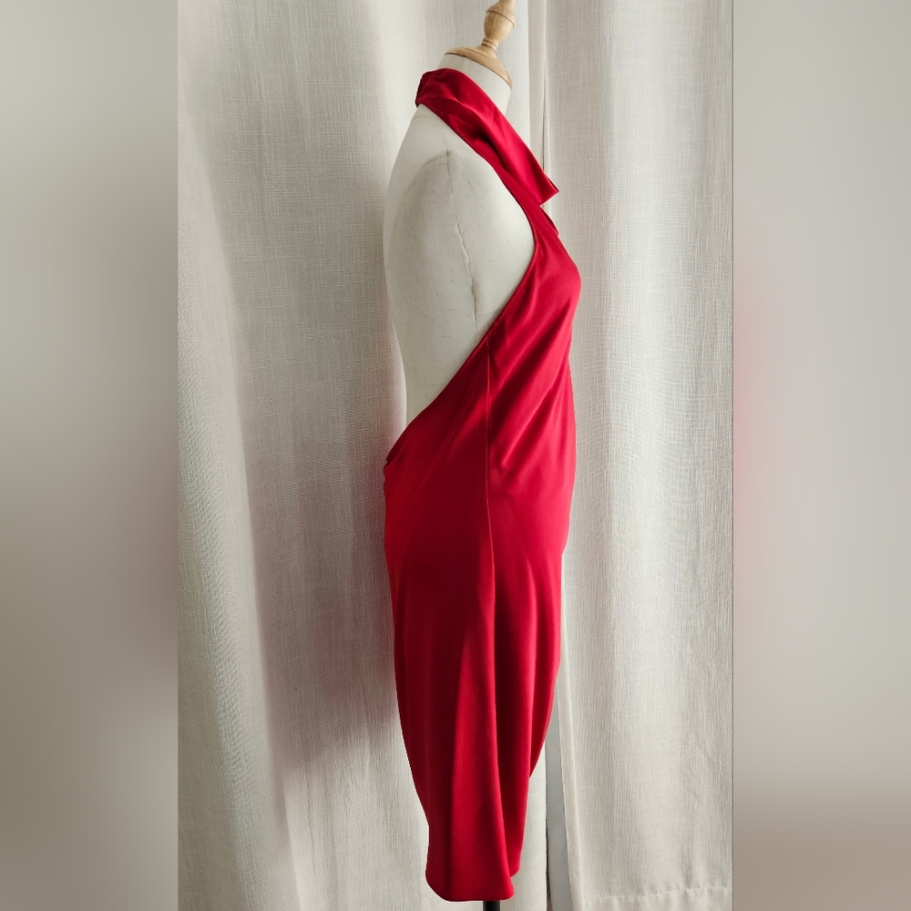 Gianni Bini Peyton Satin Mini Sheath Dress: Color- Cherry - Picture 7 of 12